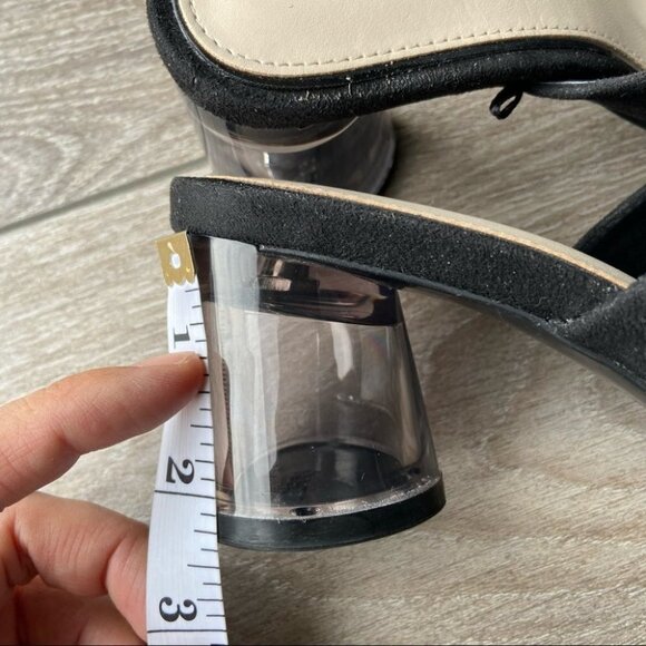 Zara  Black Faux Suede Clear Heel Slides - Picture 14 of 14
